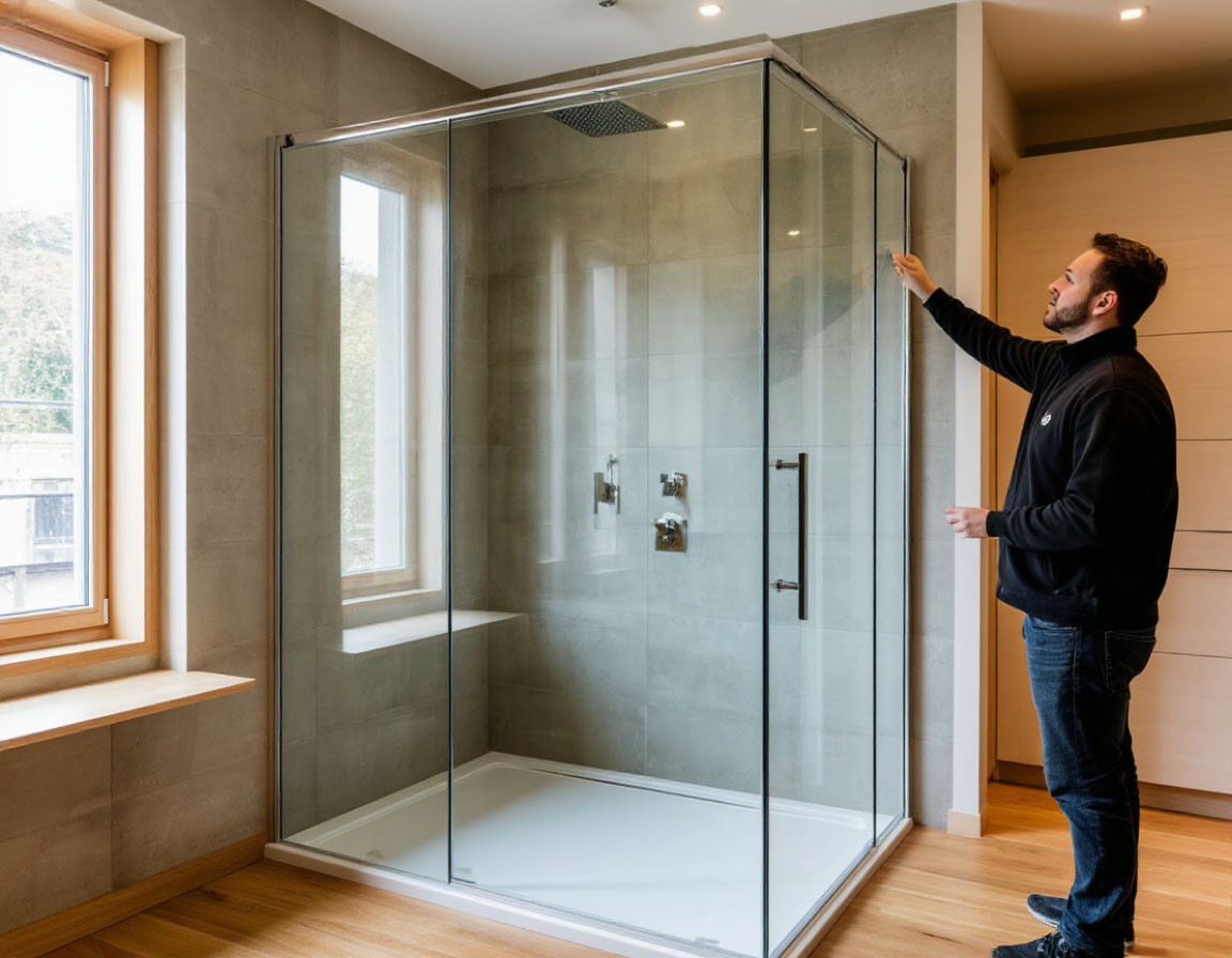 Montazh-steklyannoj-peregorodki-v-dushevoj